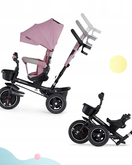 Vaikiškas triratis sulankstomas 5in1 dviratukas-vežimėlis SPINSTEP Kinderkraft rožinis