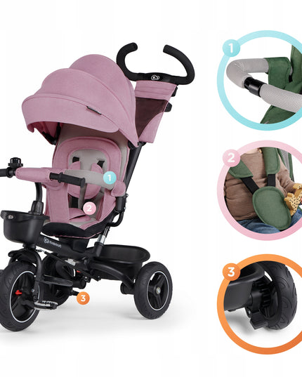 Vaikiškas triratis sulankstomas 5in1 dviratukas-vežimėlis SPINSTEP Kinderkraft rožinis