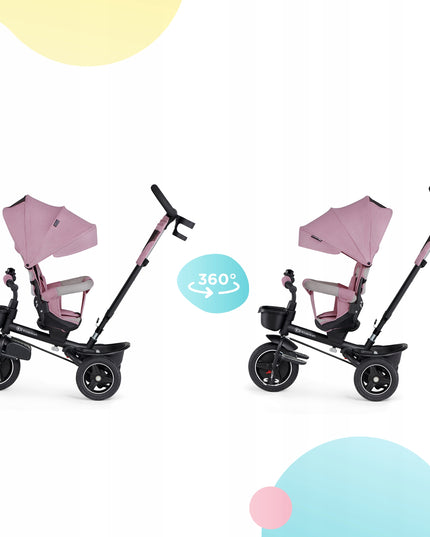 Vaikiškas triratis sulankstomas 5in1 dviratukas-vežimėlis SPINSTEP Kinderkraft rožinis