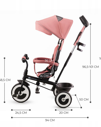 Vaikiškas triratis vežimėlis 6in1 ASTON Kinderkraft rožinis