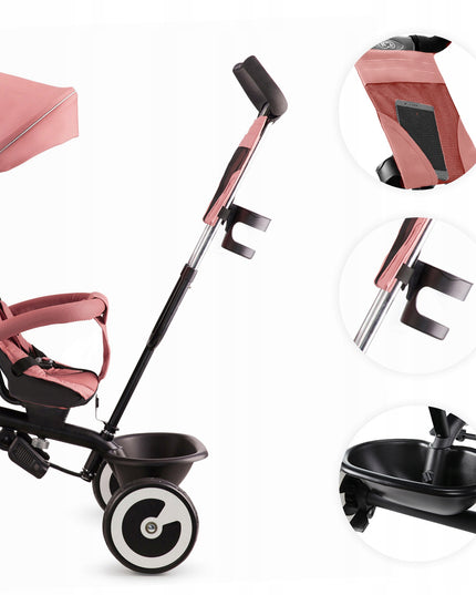 Vaikiškas triratis vežimėlis 6in1 ASTON Kinderkraft rožinis