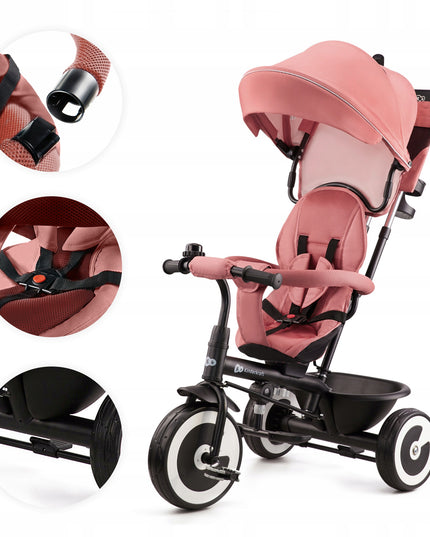 Vaikiškas triratis vežimėlis 6in1 ASTON Kinderkraft rožinis