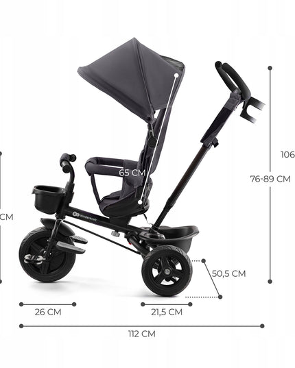 Vaikyškas triratis vežimėlis 6in1 AVEO Kinderkraft pilkas