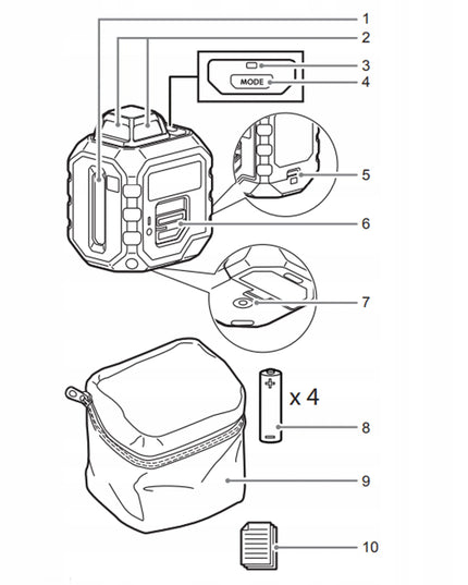 Ryobi žalias 360° kryžminis lazerinis nivelyras RB360GLL