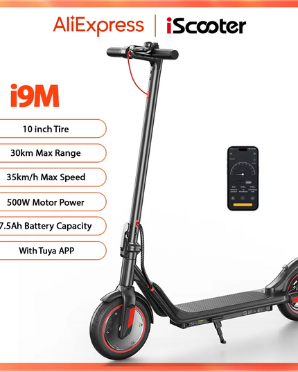 iScooter i9M sulankstomas elektrinis paspirtukas suaugusiems, 10 colių, su programėle, 35 km/h, 500 W, 36 V, 7,5 Ah