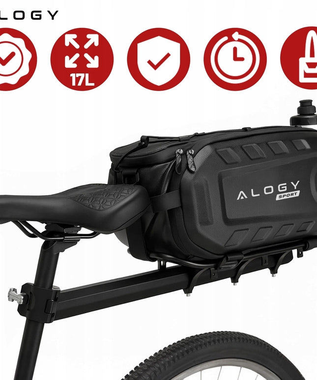 Dviračio bagažinės tašė 17l, didelė, talpi, galinė, juoda