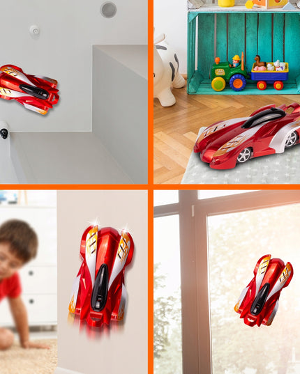 Sienomis važiuojantis lenktyninis automobilis su distanciniu pulteliu