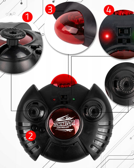 Sienomis važiuojantis lenktyninis automobilis su distanciniu pulteliu