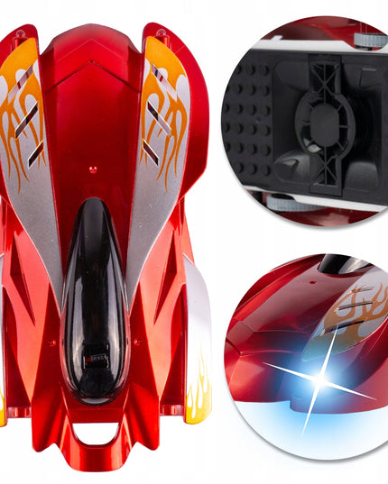 Sienomis važiuojantis lenktyninis automobilis su distanciniu pulteliu