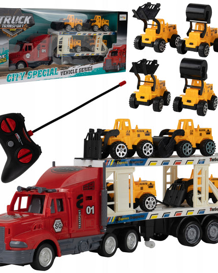 Nuotoliniu būdu valdomas sunkvežimis-trauktuvas su baterija, automobilių keltuvas