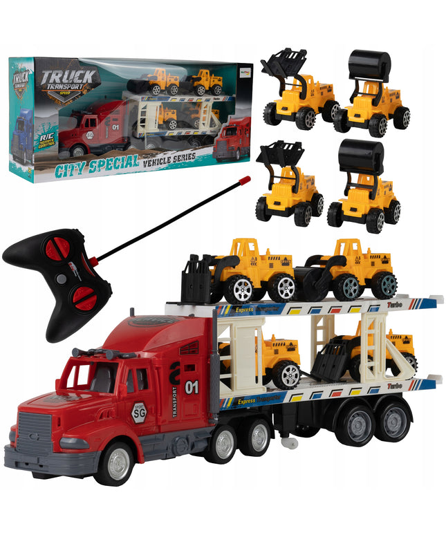 Nuotoliniu būdu valdomas sunkvežimis-trauktuvas su baterija, automobilių keltuvas