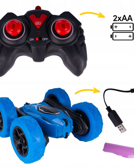 Twister 360 nuotoliniu būdu valdomas automobilis akrobatas kaskadininkas su LED ir RC pultu