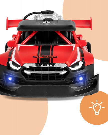 MalPlay RC drift automobilis su nuotolinio valdymo pultu, LED šviesomis ir garų efektu, 1:20, raudonas
