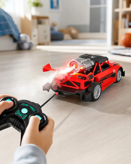 MalPlay RC drift automobilis su nuotolinio valdymo pultu, LED šviesomis ir garų efektu, 1:20, raudonas