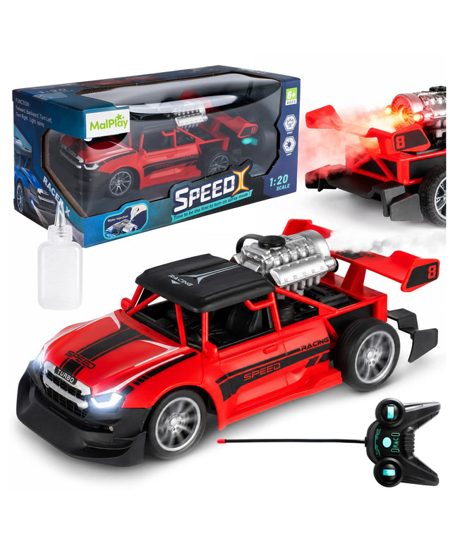 MalPlay RC drift automobilis su nuotolinio valdymo pultu, LED šviesomis ir garų efektu, 1:20, raudonas
