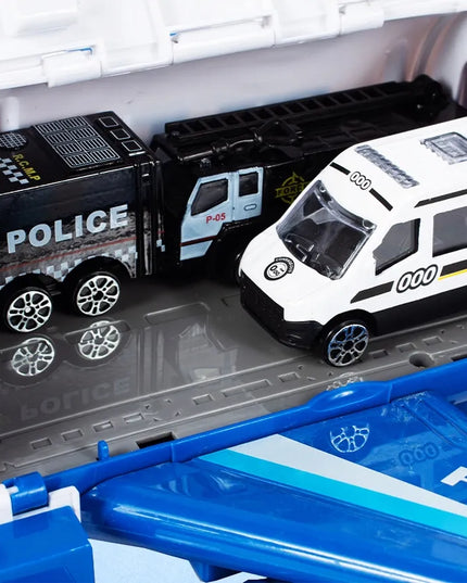 Interaktyvus policijos lėktuvas su transporto priemonėmis, atidaromas oro uosto rinkinys
