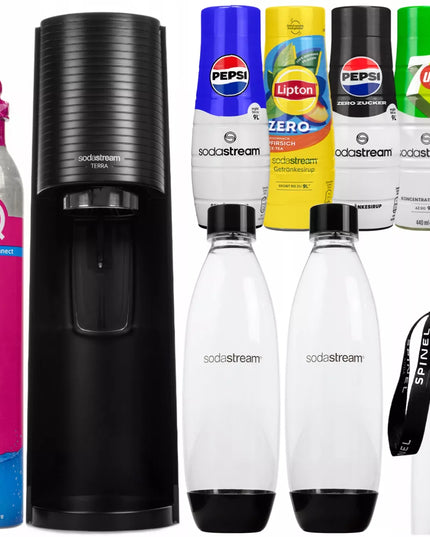 SODASTREAM TERRA sodiklis 2 buteliai + 4x sirupai PEPSI 7UP LIPTON