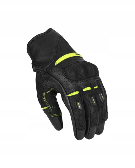 SECA AXIS MESH II vyriškos trumpos motociklininko pirštinės fluo geltonos