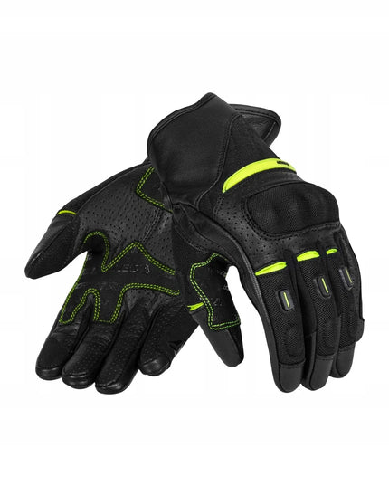 SECA AXIS MESH II vyriškos trumpos motociklininko pirštinės fluo geltonos