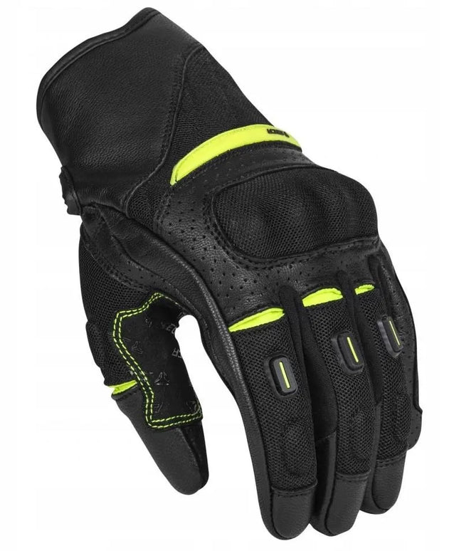 SECA AXIS MESH II vyriškos trumpos motociklininko pirštinės fluo geltonos
