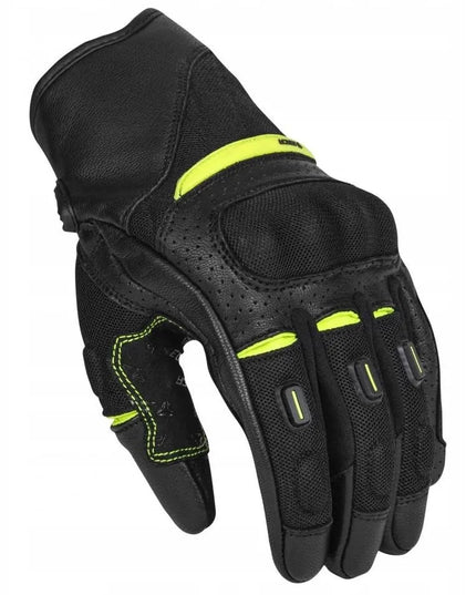 SECA AXIS MESH II vyriškos trumpos motociklininko pirštinės fluo geltonos
