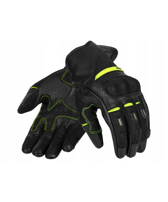 SECA AXIS MESH II vyriškos trumpos motociklininko pirštinės fluo geltonos
