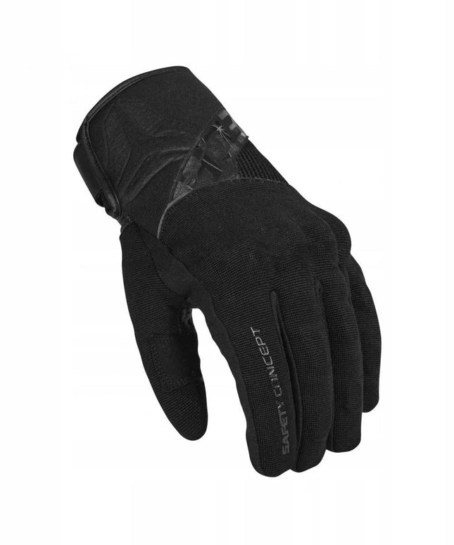 SECA X-STRETCH II BLACK vyriškos vasarinės trumpos motociklininko pirštinės