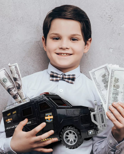 SEIFAS-TAUPYKLĖ BANKOMATAS POLICIJOS AUTOMOBILIS MONETOMS, BANKNOTAMS, PIN KODUI VAIKAMS