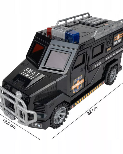 MalPlay policijos automobilio formos seifas-taupyklė vaikams su PIN kodu