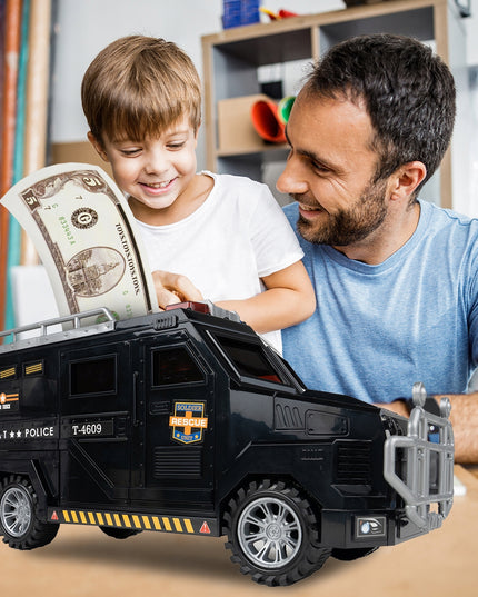 SEIFAS-TAUPYKLĖ BANKOMATAS POLICIJOS AUTOMOBILIS MONETOMS, BANKNOTAMS, PIN KODUI VAIKAMS