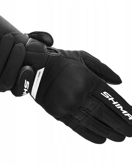 SHIMA SONIC BLACK WHITE vyriškos trumpos motociklininko pirštinės