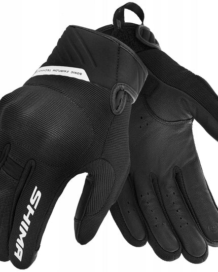 SHIMA SONIC BLACK WHITE vyriškos trumpos motociklininko pirštinės