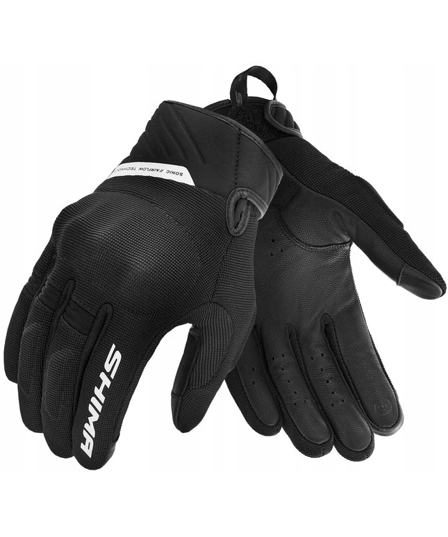 SHIMA SONIC BLACK WHITE vyriškos trumpos motociklininko pirštinės