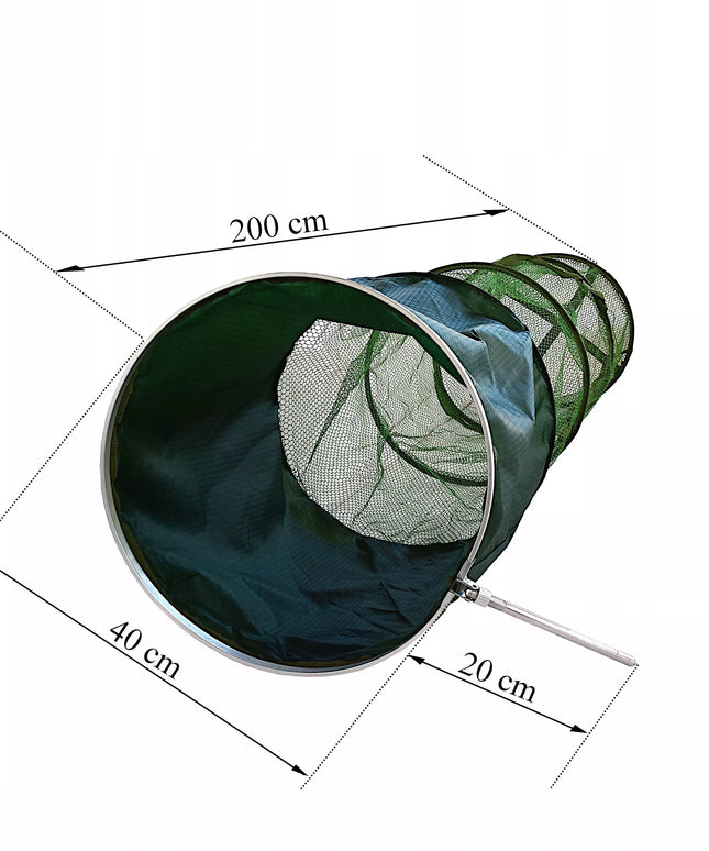 Žvejybos tinklas su 40 cm koto laikikliu 2 m gumuotas