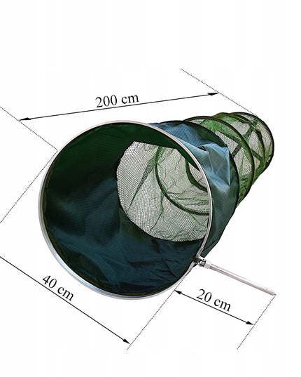 Žvejybinis tinklas su kotu, 40cm x 2m, guminis