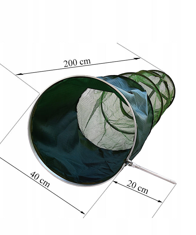 Žvejybinis tinklas su kotu, 40cm x 2m, guminis
