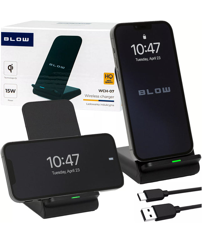 BLOW tinklo indukcinis belaidis greitas 15W Qi įkroviklis su USB-C jungtimi
