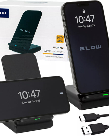 BLOW tinklo indukcinis belaidis greitas 15W Qi įkroviklis su USB-C jungtimi