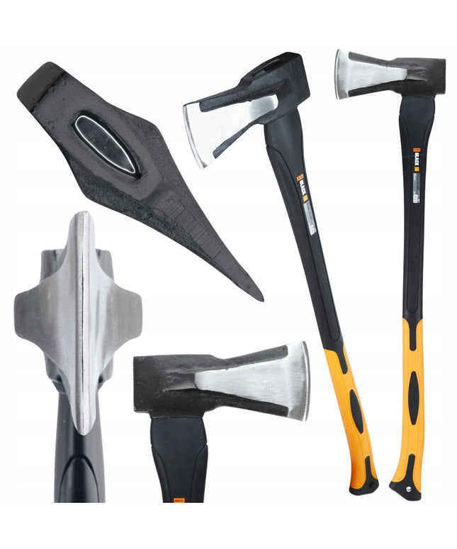 Didelis skaldymo kirvis FIBERGLASS 810mm, pleištinis kirvis 2500g 2,5kg, tvirtas