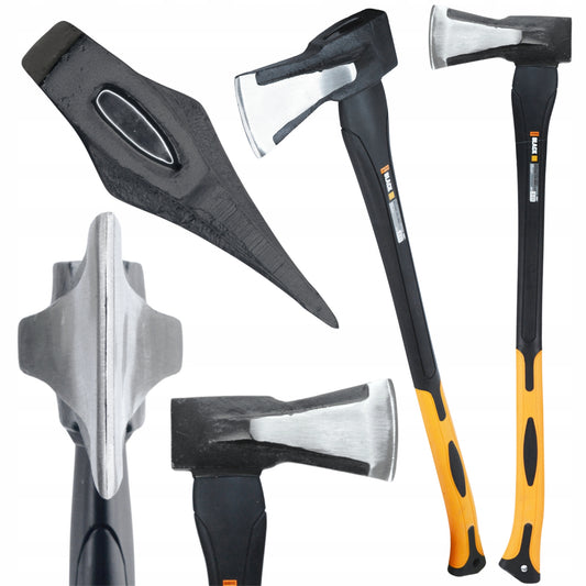 Didelis skaldymo kirvis FIBERGLASS 810mm, pleištinis kirvis 2500g 2,5kg, tvirtas