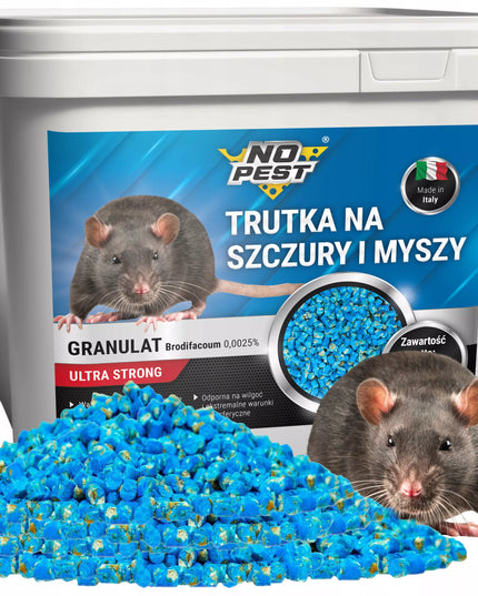 Stiprūs nuodai graužikams No-Pest: granulės nuo žiurkių ir pelių, 5 kg