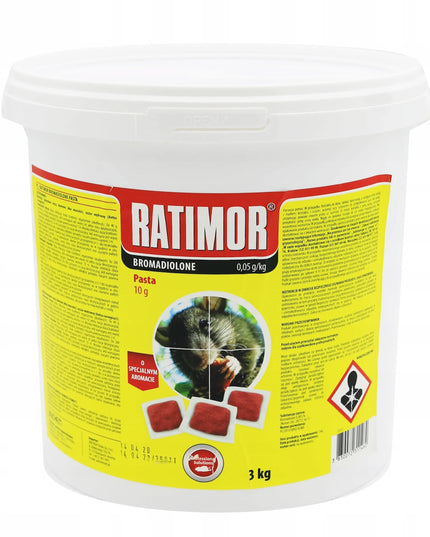 RATIMOR raudona pasta nuo žiurkių, pelių ir kitų graužikų, 3 kg