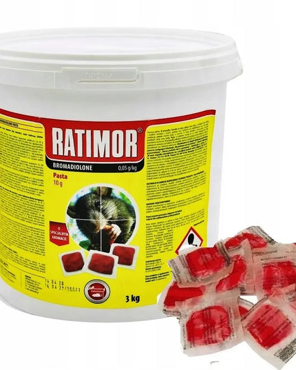 RATIMOR raudona pasta nuo žiurkių, pelių ir kitų graužikų, 3 kg