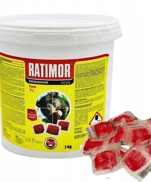 RATIMOR raudona pasta nuo žiurkių, pelių ir kitų graužikų, 3 kg