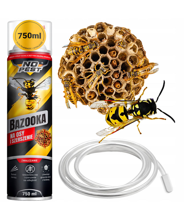 Stiprus purškiamasis preparatas nuo vapsvų ir širšių lizdų BAZOOKA 750ml