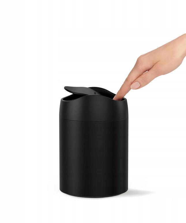 SIMPLEHUMAN – atveriamas 1,5 l šiukšliadėžė vonios kambariui, virtuvei, skalbyklai, juoda