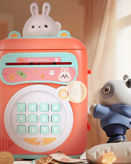 Taupyklė zuikutis, seifas banknotams ir monetoms, bankomat su PIN kodu