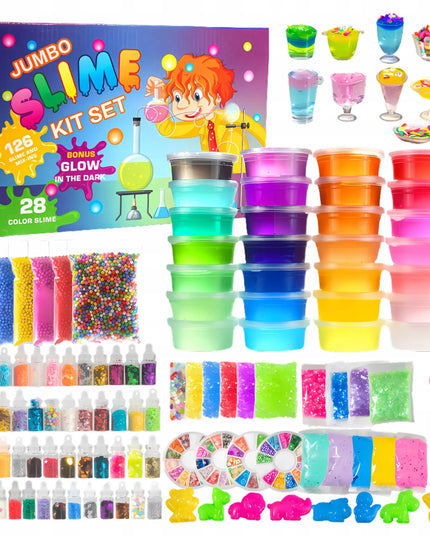 Didelis „slime“ kūrimo rinkinys vaikams, 126 dalių plastinė masė – dovana