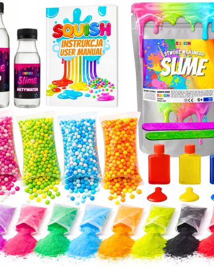 „Squish“ „Slime XXL“ 17 viename gleivių rinkinys, 500 ml PVA klijų, aktyvatorius ir priedai