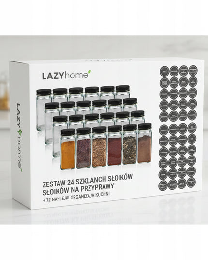 Indeliai prieskoniams stiklainiai talpyklos rinkinys 24 vnt 72 lipdukai